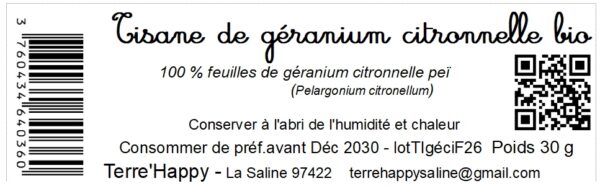 tisane géranium citronnelle bio – pelargonium citronellum
