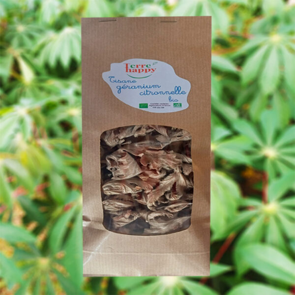 tisane géranium citronnelle bio – pelargonium citronellum